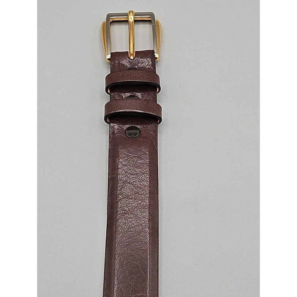 Men's Brown Asian Buffalo Belt Handcrafted In USA Brass Buckle 38 Nick Hilton